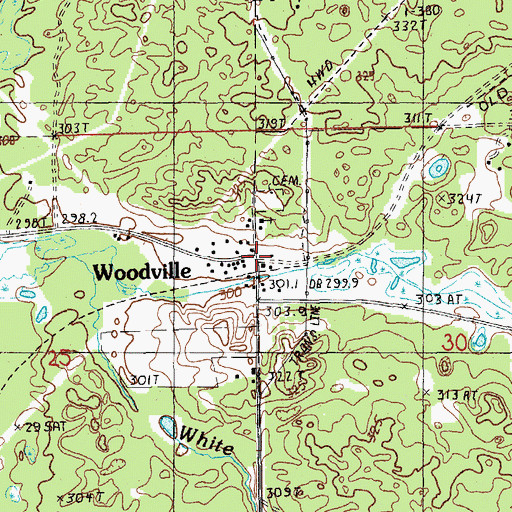 Topographic Map of Woodville Post Office (historical), MI