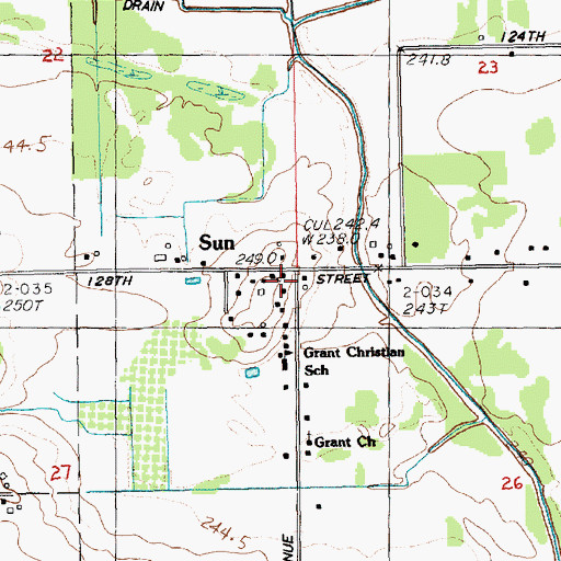 Topographic Map of Sun Post Office (historical), MI