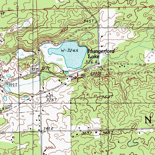 Topographic Map of Hungerford Post Office (historical), MI