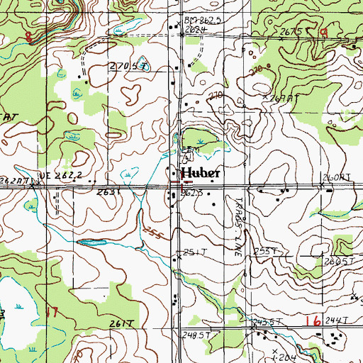 Topographic Map of Huber Post Office (historical), MI