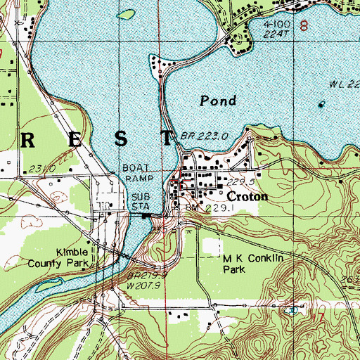 Topographic Map of Croton Post Office (historical), MI