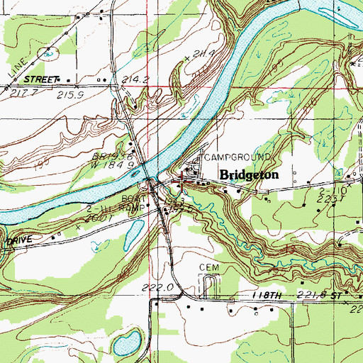 Topographic Map of Bridgeton Post Office (historical), MI