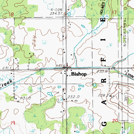 Topographic Map of Bishop Post Office (historical), MI