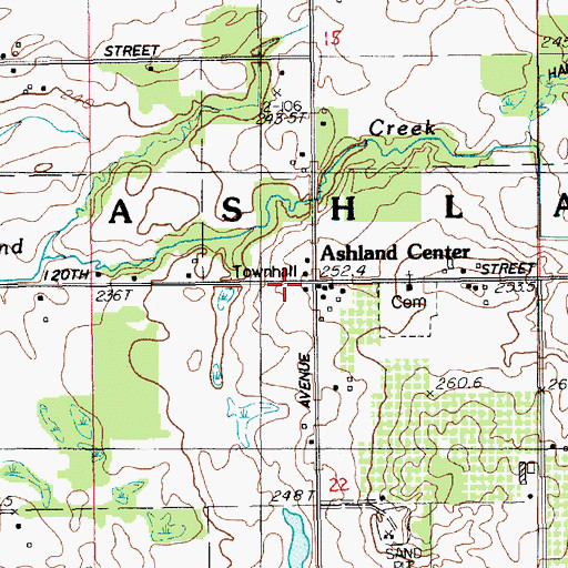 Topographic Map of Ashland Post Office (historical), MI