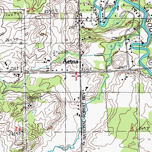 Topographic Map of Aetna Post Office (historical), MI