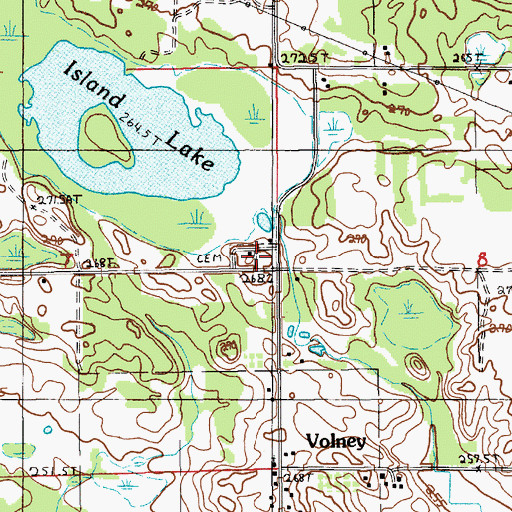 Topographic Map of Volney Cemetery, MI