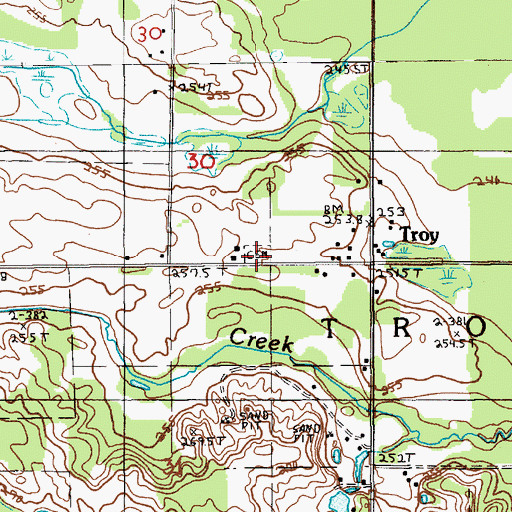 Topographic Map of Troy Cemetery, MI