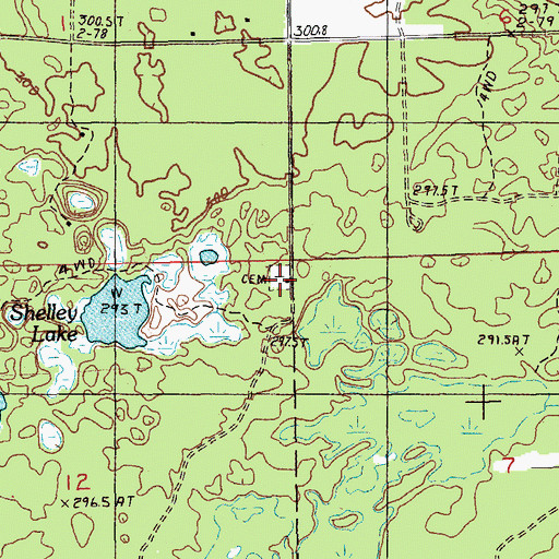 Topographic Map of Merrill Township Cemetery, MI