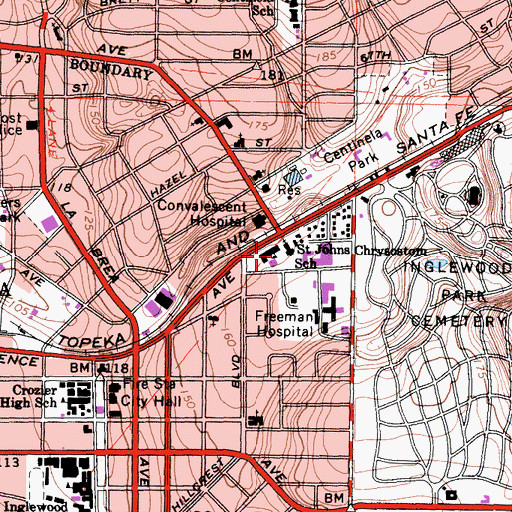 Topographic Map of Saint John Chrysotom School, CA