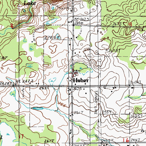 Topographic Map of Huber Cemetery, MI