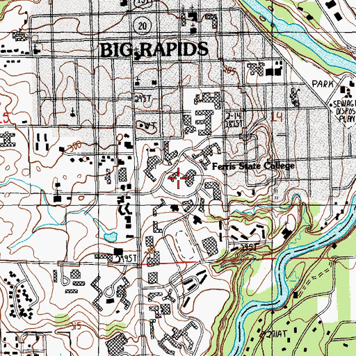 Topographic Map of Helen Ferris Hall, MI