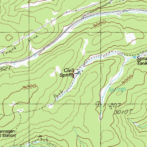 Topographic Map of Clell Spring, AZ