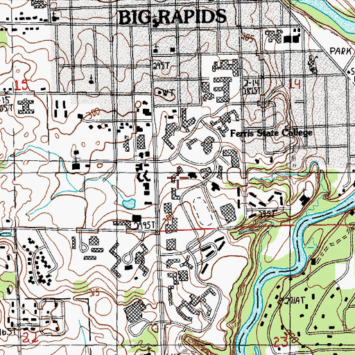 Topographic Map of Vandercook Hall, MI