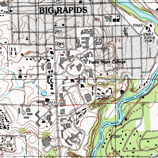 Topographic Map of Clark Hall, MI