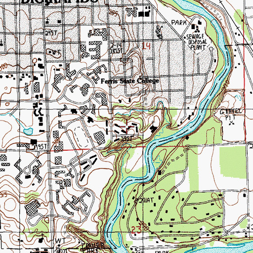 Topographic Map of East Campus Apartments, MI