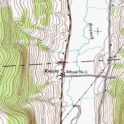 Topographic Map of Keeney Settlement Cemetery, NY