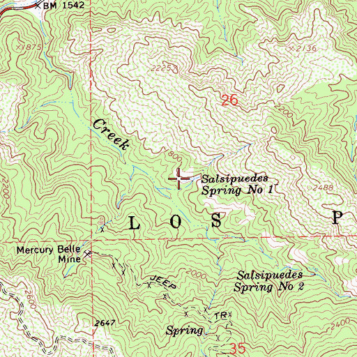 Topographic Map of Salsipuedes Spring Number One, CA
