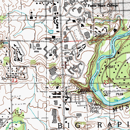 Topographic Map of Miller Hall, MI