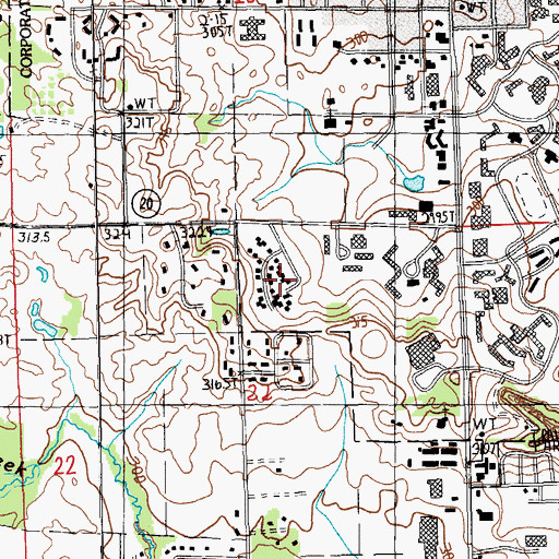 Topographic Map of West Campus Apartments, MI