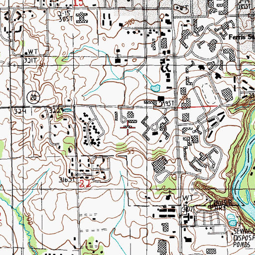 Topographic Map of Bishop Hall, MI