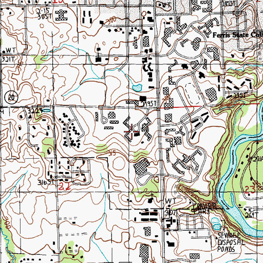 Topographic Map of Bond Hall, MI