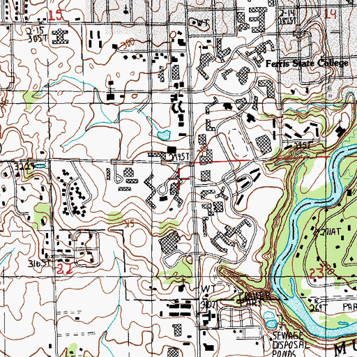 Topographic Map of Henderson Hall, MI