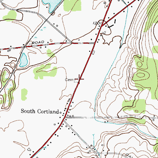 Topographic Map of South Cortland Cemetery, NY