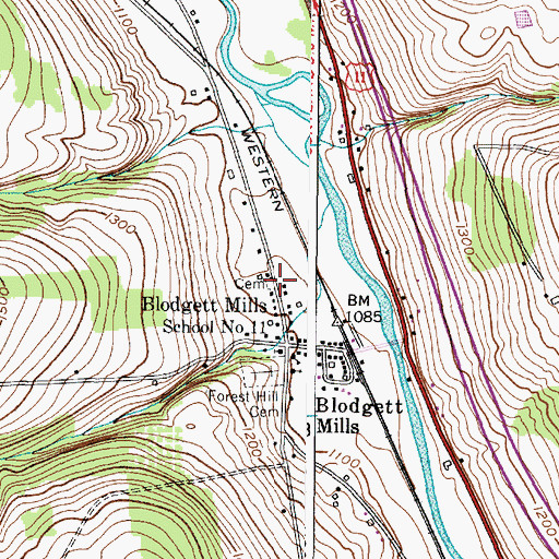 Topographic Map of Old Blodgett Cemetery, NY
