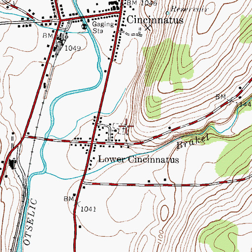 Topographic Map of Lower Cincinnatus Cemetery, NY