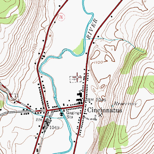 Topographic Map of Cincinnatus Cemetery, NY