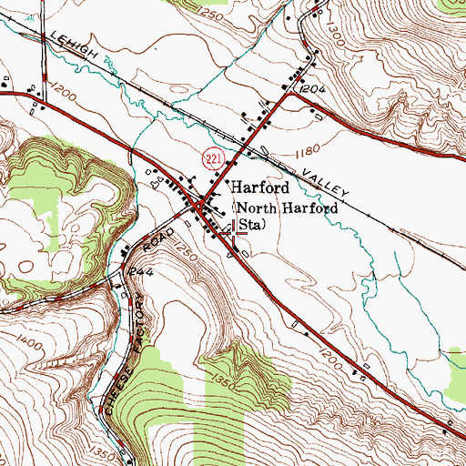 Topographic Map of Harford Cemetery, NY