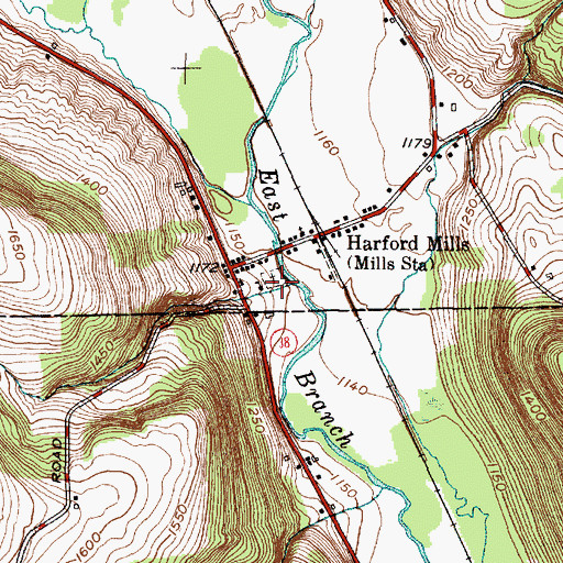 Topographic Map of Harford Mills Cemetery, NY