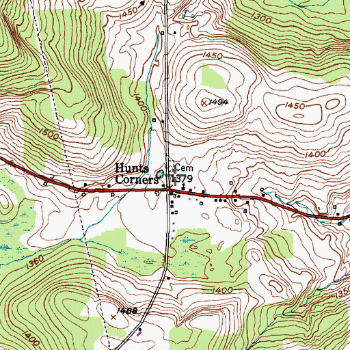 Topographic Map of Hunts Corners Cemetery, NY