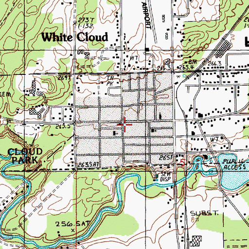 Topographic Map of White Cloud Fire Department, MI