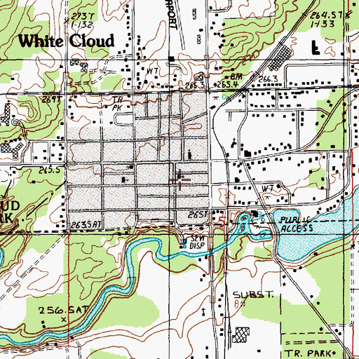 Topographic Map of White Cloud United Methodist Church, MI