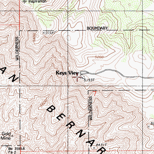 Topographic Map of Keys View, CA
