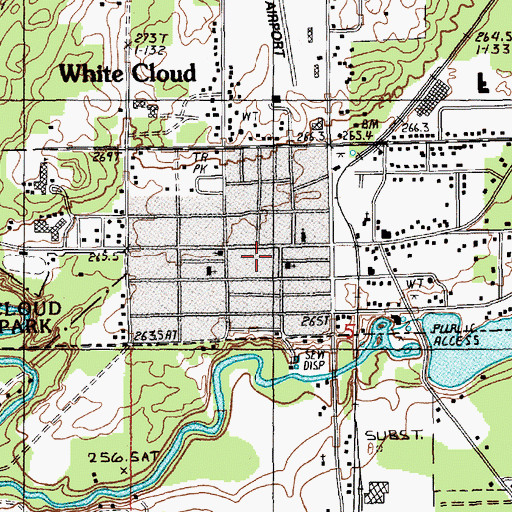 Topographic Map of White Cloud Community Library, MI