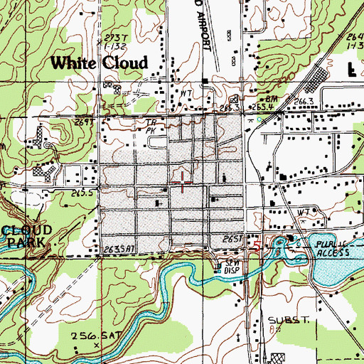 Topographic Map of White Cloud Medical Center, MI