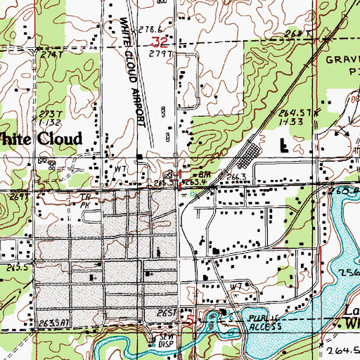 Topographic Map of White Cloud Police Department, MI