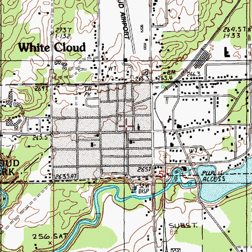 Topographic Map of White Cloud Post Office, MI