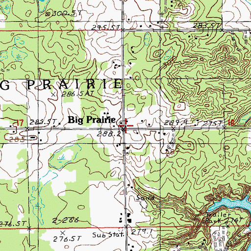 Topographic Map of Big Prairie Community Church, MI