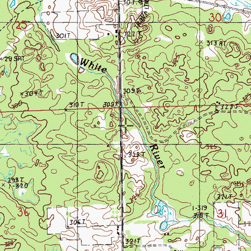 Topographic Map of Woodville Community Church, MI