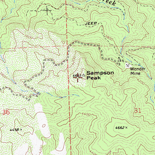 Topographic Map of Sampson Peak, CA