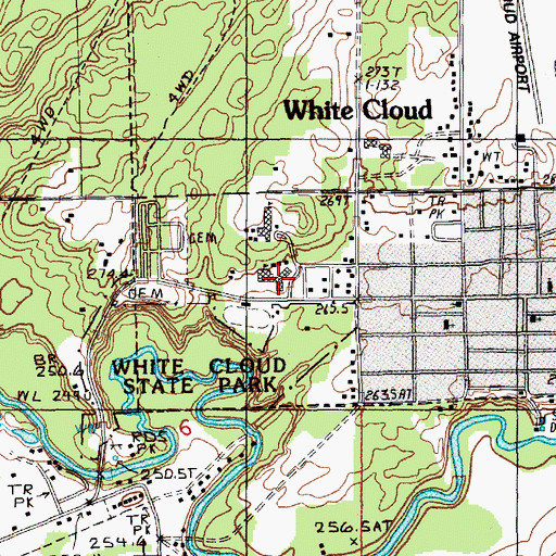 Topographic Map of White Cloud High School, MI