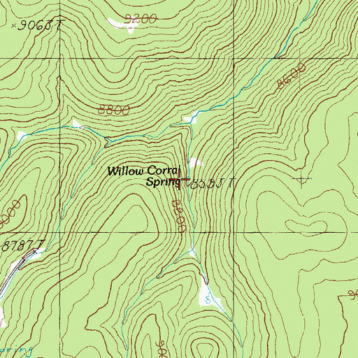 Topographic Map of Willow Corral Spring, AZ