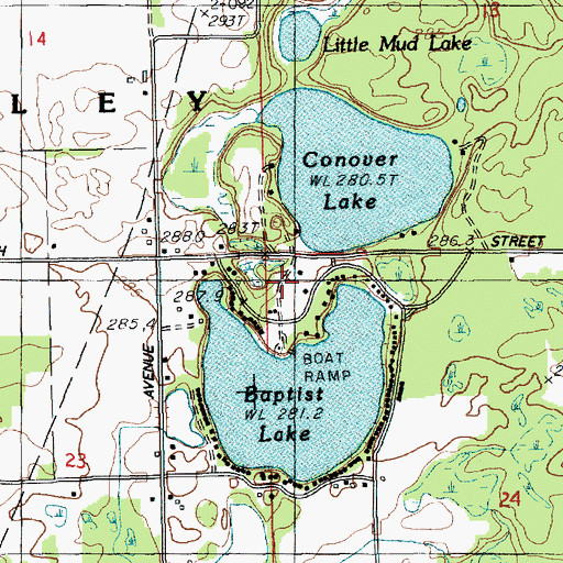 Topographic Map of Baptist Lake Township Park, MI