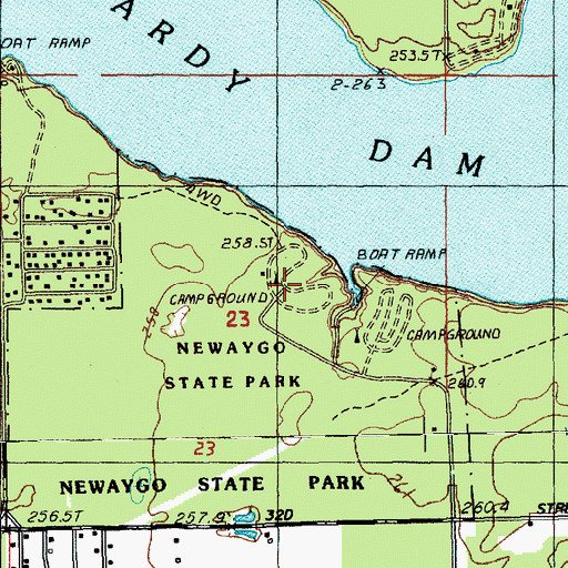 Topographic Map of Newaygo State Park Rustic Campground, MI