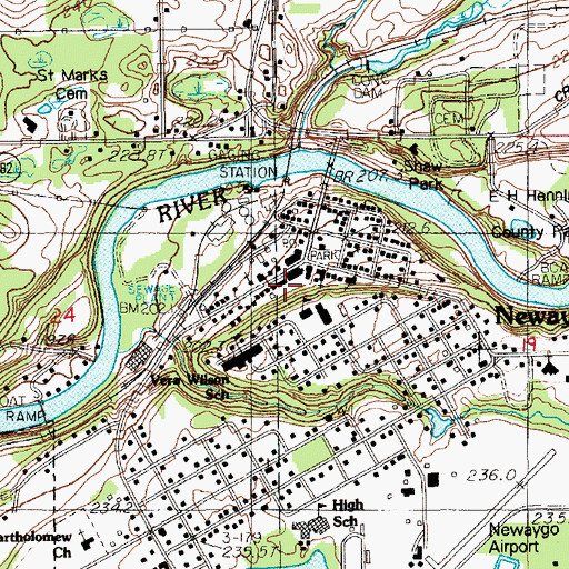 Topographic Map of Newaygo Carnegie Library, MI