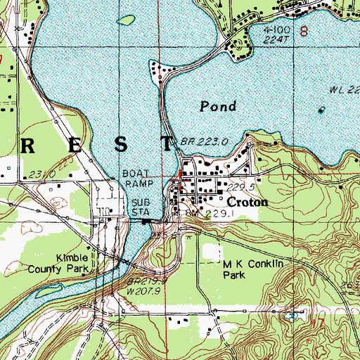 Topographic Map of Croton Community Church, MI