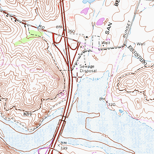 Topographic Map of San Bernardo Valley, CA